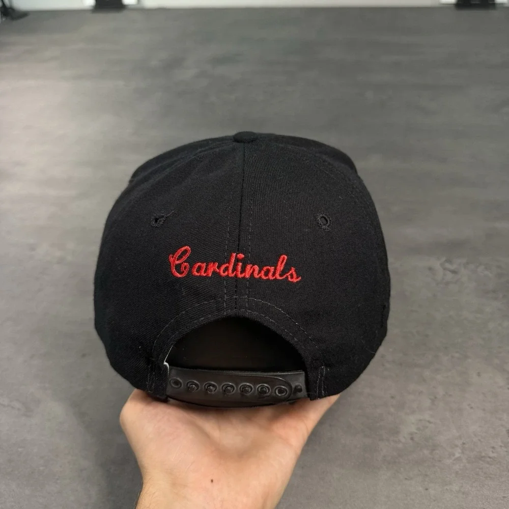 Vintage 70s 80s New Era Snapback Hat Black Red Colerain Cardinals Trucker Cap‎